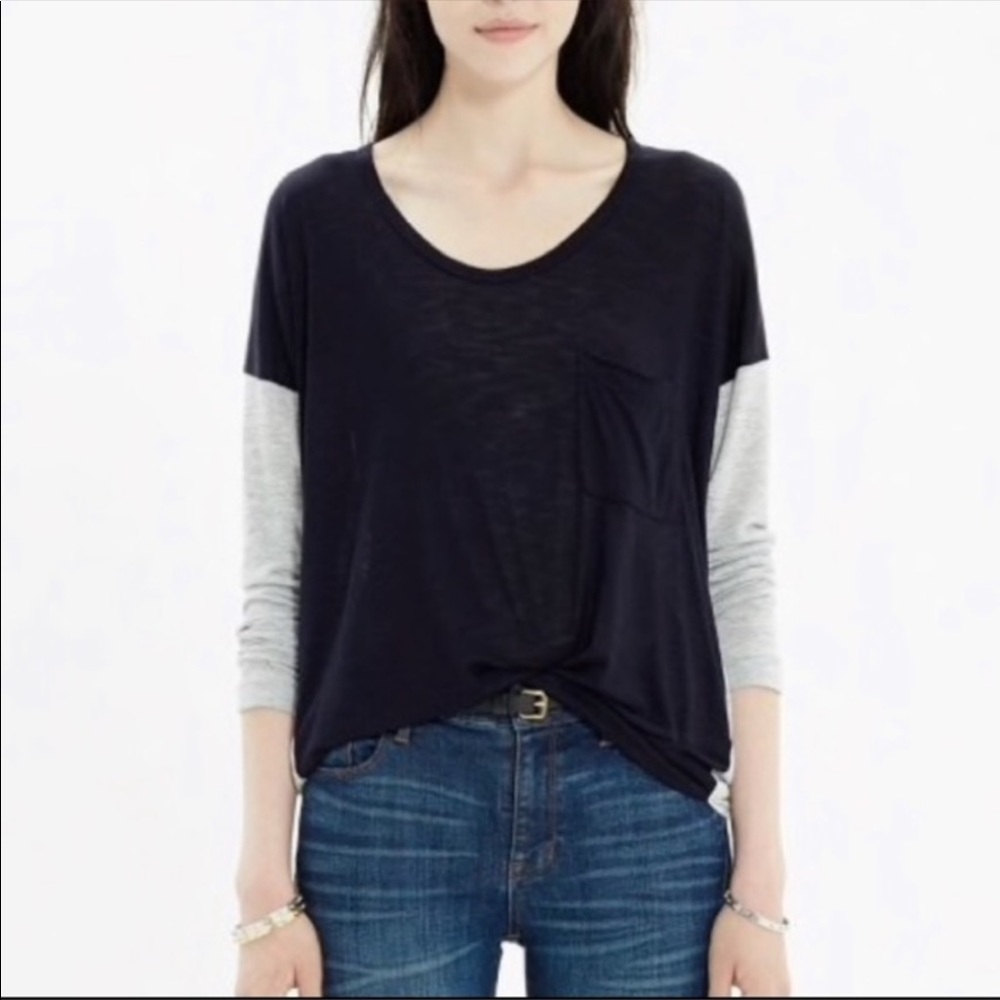 Madewell Scoop Neck Roster Colorblock Long Sleeve